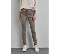 Lederimitathose STREET ONE, Damen, Gr. 32, Länge 30, braun (cedar braun), Stoff, 79% Viskose, 18% Nylon, 3% Elasthan, unifarben, normal normal, Hosen, Middle Waist (81909117-32) cedar braun