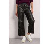 Lederimitathose STREET ONE, Damen, Gr. 36, Länge 28, braun (schwarz coffee), Stoff, Beschichtung: 100% Polyurethan. Grundmaterial: 100% Polyester, unifarben, loose fit lang, Hosen, High Waist (7342713