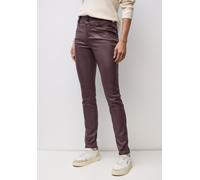 Lederimitathose STREET ONE, Damen, Gr. 36, Länge 32, braun (velvet berry), Stoff, 79% Viskose, 18% Nylon, 3% Elasthan, unifarben, comfort fit normal, Hosen, mit Coating (19364064-36) velvet berry