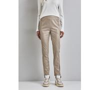 Lederimitathose STREET ONE, Damen, Gr. 42, Länge 28, beige (driftwood beige), Stoff, 94% Polyester, 6% Elasthan, unifarben, slim fit lang, Hosen, in Fake-Leder-Optik (29803005-42) driftwood beige