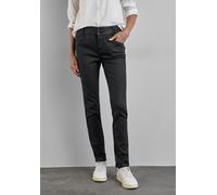 Lederimitathose STREET ONE, Damen, Gr. 46, Länge 30, schwarz, Stoff, 79% Viskose, 18% Nylon, 3% Elasthan, unifarben, normal normal, Hosen, Middle Waist (15029018-46) schwarz