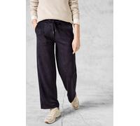 Lederimitathose STREET ONE, Damen, Gr. XL, Länge 28, grau (deep charcoal grau), Stoff, 95% Polyester, 5% Elasthan, unifarben, weit lang, Hosen, High Waist (84547035-XL) deep charcoal grau