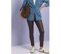 Stoffhose STREET ONE, Damen, Gr. 42, Länge 30, braun (ruby vine), Stoff, 79% Viskose, 18% Nylon, 3% Elasthan, unifarben, slim fit lang, Hosen Stoffhose, mit Coating (76882556-42) ruby vine
