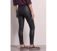 Lederimitathose STREET ONE "Style York", Damen, Gr. 44, Länge 30, braun, Web, Obermaterial: 79% Viskose, 18% Nylon, 3% Elasthan, unifarben, slim fit lang, Hosen, Mid Waist Hose im Slim Fit in Leder-Op