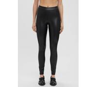 Lederimitathose VERO MODA "VMGANA MR PL LEGGING", Damen, Gr. L (40), Länge 34, schwarz, Web, Obermaterial: 95% Polyester, 5% Elasthan, leicht glänzend, unifarben, normal, Hosen Lederimitathose (407196
