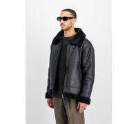 Lederimitatjacke ALPHA INDUSTRIES "B-3 Faux Leather", Herren, Gr. 3XL, schwarz (schwarz, schwarz), Web, Obermaterial: 100% Polyester, unifarben, regular fit normal, Jacken, Kunstfaser, regular fit (52