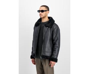 Lederimitatjacke ALPHA INDUSTRIES "B-3 Faux Leather", Herren, Gr. L, schwarz (schwarz, schwarz), Web, Obermaterial: 100% Polyester, unifarben, regular fit normal, Jacken, Kunstfaser, regular fit (5286