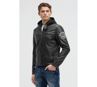 Lederimitatjacke CAMP DAVID, Herren, Gr. L, schwarz, schwarz, Web, Material Oberstoff: 100% Viskose, Material Kapuze: 100% Baumwolle, Beschichtung: 100% Polyurethan, Futter Rumpf: 100% Baumwolle, Futt