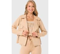 Lederimitatjacke CIPO & BAXX "Jacken", Damen, Gr. L, grau (stone), Stoff, 100% Polyester, unifarben, regular fit normal, Jacken, in Wildleder-Optik (10597753-L) stone