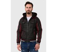 Lederimitatjacke CIPO & BAXX "Jacke", Herren, Gr. S, schwarz, Stoff, 100% Polyurethan, gemustert, regular fit normal, Jacken, aus Kunstleder (30008040-S) schwarz