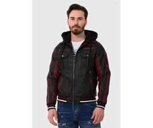 Lederimitatjacke CIPO & BAXX "Jacke", Herren, Gr. S, schwarz, Stoff, 100% Polyurethan, gemustert, regular fit normal, Jacken, aus Kunstleder (30008040-S) schwarz
