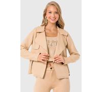 Lederimitatjacke CIPO & BAXX "Jacken", Damen, Gr. L, grau (stone), Stoff, 100% Polyester, unifarben, regular fit normal, Jacken, in Wildleder-Optik (10597753-L) stone