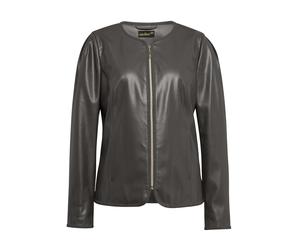 Lederimitatjacke GOLDNER "Kurzgröße Ausdrucksstarke softe Lederimitatjacke", Damen, Gr. 23, braun (dunkelbraun), Obermaterial: 50% Polyester PES. 50% Polyurethan PU., normal, Sonstiges, Jacken, Ohne (