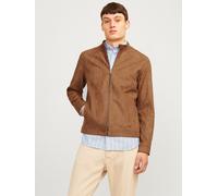 Lederimitatjacke JACK & JONES "JJEDYLAN CLEAN JACKET NOOS", Herren, Gr. XL, braun (cognac), Web, Obermaterial: 100% Polyester, unifarben, normal taillenbedeckt, ohne Ausschnitt, 1-Knopf-Manschette, Ja