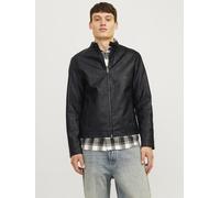 Lederimitatjacke JACK & JONES "JJEDYLAN CLEAN PU JACKET NOOS", Herren, Gr. S, schwarz, Web, Obermaterial: 88% Polyester, 9% Baumwolle, 3% Viskose, unifarben, normal, 1-Knopf-Manschette, Jacken (393203