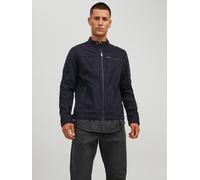 Lederimitatjacke JACK & JONES "JJEROCKY in Kunstlederoptik mit Reißverschlusstaschen", Herren, Gr. S, schwarz (jet schwarz), Web, Obermaterial: 88% Polyester, 12% Viskose, slim fit normal, gerader Abs