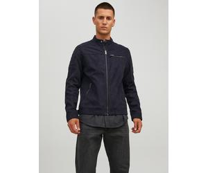 Lederimitatjacke JACK & JONES "JJEROCKY in Kunstlederoptik mit Reißverschlusstaschen", Herren, Gr. XS, schwarz (jet schwarz), Web, Obermaterial: 88% Polyester, 12% Viskose, slim fit normal, gerader Ab