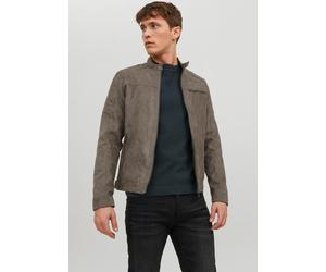 Lederimitatjacke JACK & JONES "JJEROCKY in Kunstlederoptik mit Reißverschlusstaschen", Herren, Gr. XXL, grün (falcon), Web, Obermaterial: 100% Polyester, unifarben, slim fit normal, Jacken, unifarben,