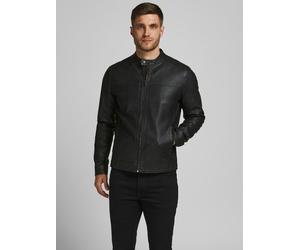 Lederimitatjacke JACK & JONES "JJEWARNER JACKET NOOS", Herren, Gr. XS, schwarz, Web, Obermaterial: 100% Polyester, unifarben, slim fit normal, Jacken (75004800-XS) schwarz