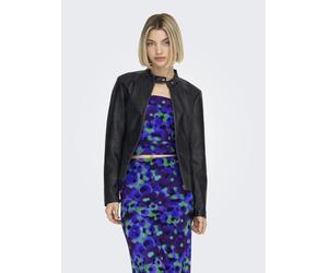 Lederimitatjacke JDY "JDYEMILY FAUX LEATHER JACKET OTW NOOS", Damen, Gr. 36 (S), schwarz, Web, Obermaterial: 100% Polyester. Beschichtung: 100% Polyurethan, unifarben, figurbetont hüftlang, Jacken (73