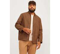 Lederimitatjacke "JJEDYLAN CLEAN JACKET NOOS PLS", Herren, Gr. 3XL, braun (cognac), Web, Obermaterial: 100% Polyester, JACK & JONES PLUSSIZE, unifarben, regular fit normal, hoch geschlossener Ausschni