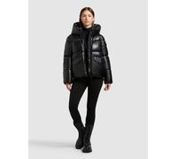 Lederimitatjacke KHUJO "AURORA", Damen, Gr. L, schwarz, 100% Polyurethan, unifarben, regular fit Po-bedeckend, eingesetzt Rippbündchen mit Windstopper, Jacken (56523326-L) schwarz