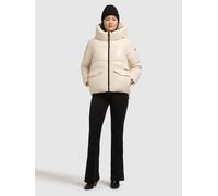 Lederimitatjacke KHUJO "AURORA", Damen, Gr. S, cream weiß, 100% Polyurethan, unifarben, regular fit Po-bedeckend, eingesetzt Rippbündchen mit Windstopper, Jacken (12294022-S) cream weiß