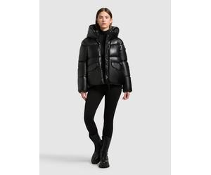 Lederimitatjacke KHUJO "AURORA", Damen, Gr. S, schwarz, 100% Polyurethan, unifarben, regular fit Po-bedeckend, eingesetzt Rippbündchen mit Windstopper, Jacken (56523326-S) schwarz