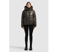 Lederimitatjacke KHUJO "AURORA", Damen, Gr. XXL, braun, 100% Polyurethan, unifarben, regular fit Po-bedeckend, eingesetzt Rippbündchen mit Windstopper, Jacken (18350300-XXL) braun