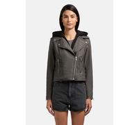 Lederimitatjacke KHUJO "Yael", Damen, Gr. M (38), grau (schwarz), Obermaterial: 100% Polyester. Obermaterial 2: 68% Baumwolle, 32% Polyester. Innenfutter: 100% Polyester. Beschichtung: 100% Polyuretha