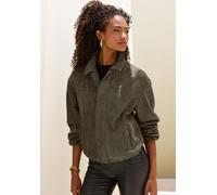 Lederimitatjacke LASCANA "in Veloursleder-Optik mit verdecktem Reißverschluss vorne, Oversize", Damen, Gr. 34, braun (olivgrün), Stoff, Obermaterial: 96% Polyester, 4% Elasthan. Futter: 100% Polyester