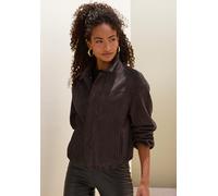 Lederimitatjacke LASCANA "in Veloursleder-Optik mit verdecktem Reißverschluss vorne, Oversize", Damen, Gr. 42, braun, Stoff, Obermaterial: 96% Polyester, 4% Elasthan. Futter: 100% Polyester, unifarben