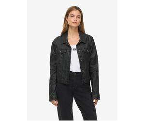 Lederimitatjacke NOISY MAY "NMCOATED DEBRA LS JACKET NOOS", Damen, Gr. S, schwarz, Web, Obermaterial: 77% Viskose, 20% Nylon, 3% Elasthan, unifarben, normal, Jacken, Lederimitat (36736302-S) schwarz