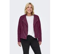 Lederimitatjacke ONLY CARMAKOMA "CARAVANA FAUX LEATHER BIKER OTW", Damen, Gr. 46, lila (mauve wine), Web, Obermaterial: 85% Polyester, 15% Baumwolle, unifarben, figurbetont, Jacken, mit Biker-Details