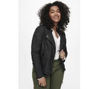 Lederimitatjacke ONLY CARMAKOMA "CARAVANA FAUX LEATHER BIKER OTW", Damen, Gr. 48, schwarz, Web, Obermaterial: 100% Viskose. Beschichtung: 100% Polyurethan. Futter: 100% Polyester, figurbetont kurz, mi