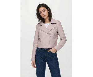 Lederimitatjacke ONLY "ONLCARMEN FAUX LEATHER BIKER CC OTW", Damen, Gr. S, burnished lila, Web, Obermaterial: 100% Polyester, unifarben, figurbetont kurz, V-Ausschnitt, Jacken, mit asymmetrischem Reiß