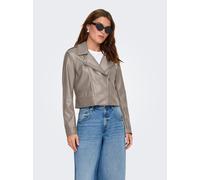Lederimitatjacke ONLY "ONLCARMEN FAUX LEATHER BIKER CC OTW", Damen, Gr. XS, string, Web, Obermaterial: 100% Polyester, unifarben, figurbetont kurz, V-Ausschnitt, Jacken, mit asymmetrischem Reißverschl