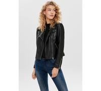 Lederimitatjacke ONLY "ONLGEMMA - Bikerjacke mit asymmetrischem Reißverschluss", Damen, Gr. 42, schwarz, Obermaterial: 100% Polyurethan, unifarben, tailliert, mit Reißverschluss, Jacken, tailliert, ca