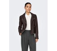 Lederimitatjacke ONLY "ONLGEMMA FAUX LEATHER BIKER OTW NOOS", Damen, Gr. 36, chocolate torte, Web, Obermaterial: 100% Viskose, unifarben, mit Reißverschluss, Jacken Lederimitatjacke, im Biker-Style, T