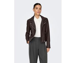 Lederimitatjacke ONLY "ONLGEMMA FAUX LEATHER BIKER OTW NOOS", Damen, Gr. 38, chocolate torte, Web, Obermaterial: 100% Viskose, unifarben, mit Reißverschluss, Jacken Lederimitatjacke, im Biker-Style, T