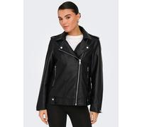 Lederimitatjacke ONLY "ONLMILLE FAUX LEATHER JACKET OTW", Damen, Gr. XL, schwarz, Web, Obermaterial: 100% Polyester, unifarben, lässig geschnitten, Jacken Lederimitatjacke (95512635-XL)