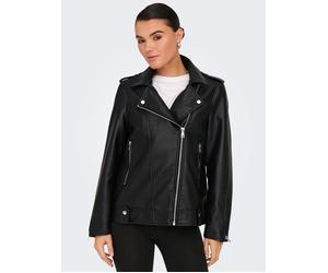 Lederimitatjacke ONLY "ONLMILLE FAUX LEATHER JACKET OTW", Damen, Gr. XS, schwarz, Web, Obermaterial: 100% Polyester, unifarben, lässig geschnitten, Jacken Lederimitatjacke (95512635-XS)