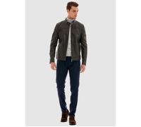 Lederimitatjacke PIERRE CARDIN, Herren, Gr. S, braun (dunkelbraun), 80% Polyester, 17% Baumwolle, 3% Elasthan, unifarben, kurz, hoch geschlossener Ausschnitt, Jacken, im modischen Leder-Look (72854551