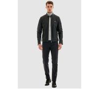 Lederimitatjacke PIERRE CARDIN, Herren, Gr. S, schwarz, 80% Polyester, 17% Baumwolle, 3% Elasthan, unifarben, kurz, Jacken, in tollem Leder-Design (69612631-S) schwarz