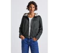 Lederimitatjacke STREET ONE, Damen, Gr. 36, evernight grün, Stoff, Obermaterial: 94% Polyester, 6% Elasthan; Futter: 100% Polyester, unifarben, normal kurz, ohne Ausschnitt, abgesteppt, Jacken, mit ab