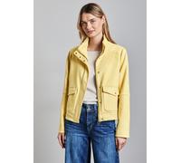 Lederimitatjacke STREET ONE, Damen, Gr. 44, gelb (vanilla gelb), Stoff, Obermaterial: 94% Polyester, 6% Elasthan; Futter: 100% Polyester, unifarben, gerade normal, hoch geschlossener Ausschnitt, Bündc