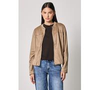 Lederimitatjacke STREET ONE STUDIO, Damen, Gr. 36, tan braun, Stoff, Obermaterial: 90% Polyester, 10% Elasthan; Futter: 100% Polyester, unifarben, normal normal, Rundhals, abgesteppt, Jacken, mit Rund