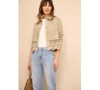 Lederimitatjacke STREET ONE STUDIO, Damen, Gr. 44, warm beige, Samt, 94% Polyester, 6% Elasthan, unifarben, regular fit normal, V-Ausschnitt, abgesteppt, Jacken, mit Knopfleiste (12326554-44) warm bei