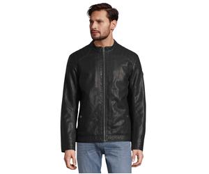 Lederimitatjacke TOM TAILOR, Herren, Gr. XXL, schwarz, Web, Obermaterial: 100% Polyester, unifarben, Basic normal, Jacken, mit Stehkragen (36246406-XXL) schwarz