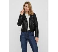 Lederimitatjacke VERO MODA "VMKERRI ULTRA", Damen, Gr. L, schwarz, Web, Obermaterial: 50% Polyester, 50% Viskose. Beschichtung: 100% Polyurethan. Futter: 100% Polyester, unifarben, sehr figurbetont ta